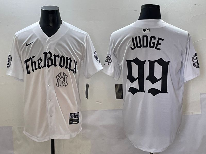 Men 2025 New York Yankees #99 Judge White Five generations Joint Name Nike MLB Jersey style 34